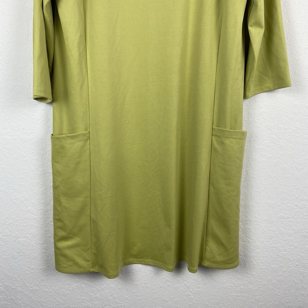 Marla Wynne L Shift Dress Green Pockets Boat Neck Minimalist Artsy Knee Length - Picture 3 of 6